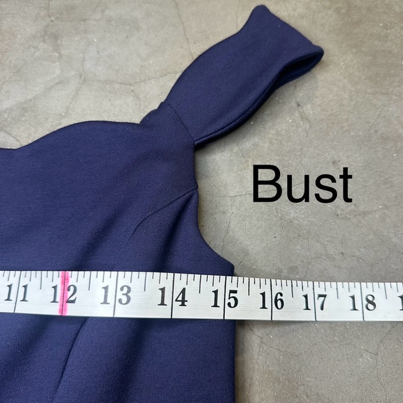 ModCloth Navy Scalloped Collar Off the Shoulder Fit and Flare Dress Sz Lg - Picture 4 of 8